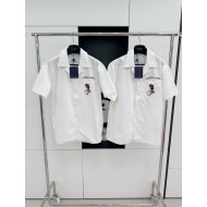LV Rose Embroidered Short Sleeve Shirt - White