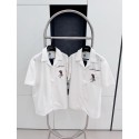 LV Rose Embroidered Short Sleeve Shirt - White