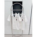 LV Rose Embroidered Short Sleeve Shirt - White