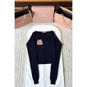 MIU MIU 2025SS One-Shoulder Knitted Long Sleeve - Dark Blue