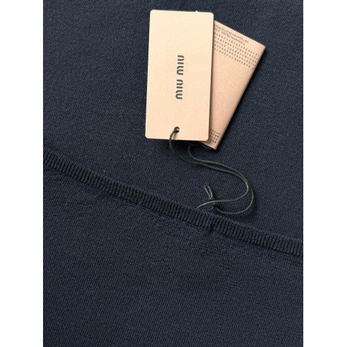 MIU MIU 2025SS One-Shoulder Knitted Long Sleeve - Dark Blue