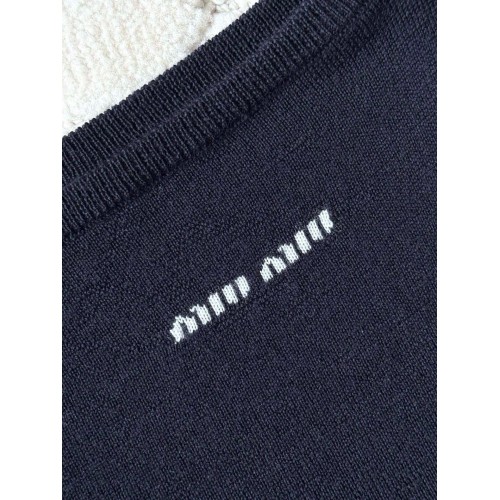 MIU MIU 2025SS One-Shoulder Knitted Long Sleeve - Dark Blue