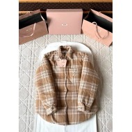MIU MIU 2025SS Plaid Down Jacket - Brown