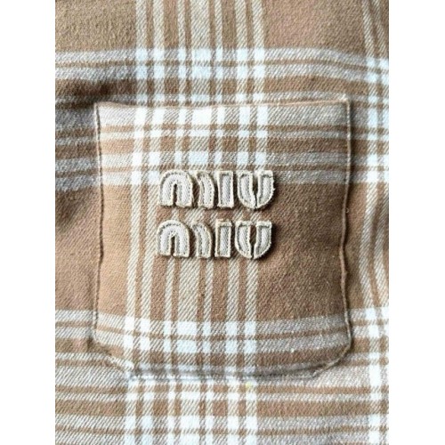 MIU MIU 2025SS Plaid Down Jacket - Brown MIU MIU 2025SS Plaid Down Jacket - Brown