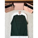 MIU MIU 2025SS Striped Pocket Slogan Long Sleeve - Green MIU MIU 2025SS Striped Pocket Slogan Long Sleeve - Green