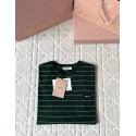 MIU MIU 2025SS Striped Pocket Slogan Long Sleeve - Green MIU MIU 2025SS Striped Pocket Slogan Long Sleeve - Green