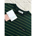 MIU MIU 2025SS Striped Pocket Slogan Long Sleeve - Green MIU MIU 2025SS Striped Pocket Slogan Long Sleeve - Green