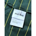 MIU MIU 2025SS Striped Pocket Slogan Long Sleeve - Green MIU MIU 2025SS Striped Pocket Slogan Long Sleeve - Green