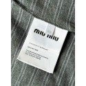 MIU MIU 2025SS Striped Pocket Slogan Long Sleeve - Grey MIU MIU 2025SS Striped Pocket Slogan Long Sleeve - Grey