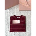 MIU MIU 2025SS Striped Pocket Slogan Long Sleeve - Red MIU MIU 2025SS Striped Pocket Slogan Long Sleeve - Red