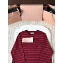 MIU MIU 2025SS Striped Pocket Slogan Long Sleeve - Red MIU MIU 2025SS Striped Pocket Slogan Long Sleeve - Red