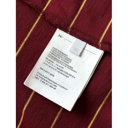 MIU MIU 2025SS Striped Pocket Slogan Long Sleeve - Red MIU MIU 2025SS Striped Pocket Slogan Long Sleeve - Red