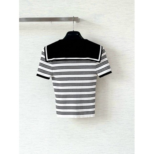 MIU MIU 25SS Bowknot V-neck Short Sleeve Polo - White with Black MIU MIU 25SS Bowknot V-neck Short Sleeve Polo - White with Black