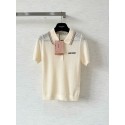 MIU MIU 25SS Preppy Small Logo Knit Polo - White with Black MIU MIU 25SS Preppy Small Logo Knit Polo - White with Black