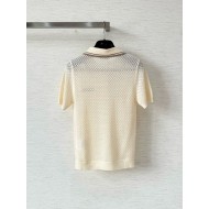 MIU MIU 25SS Preppy Small Logo Knit Polo - White with Black