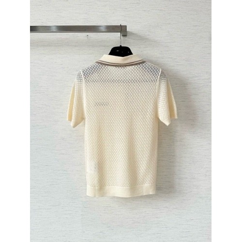 MIU MIU 25SS Preppy Small Logo Knit Polo - White with Black MIU MIU 25SS Preppy Small Logo Knit Polo - White with Black