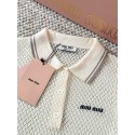 MIU MIU 25SS Preppy Small Logo Knit Polo - White with Black MIU MIU 25SS Preppy Small Logo Knit Polo - White with Black