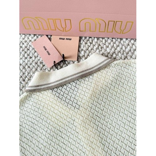 MIU MIU 25SS Preppy Small Logo Knit Polo - White with Black MIU MIU 25SS Preppy Small Logo Knit Polo - White with Black