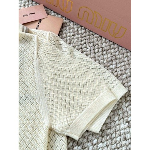 MIU MIU 25SS Preppy Small Logo Knit Polo - White with Black MIU MIU 25SS Preppy Small Logo Knit Polo - White with Black