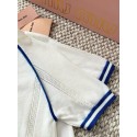 MIU MIU 25SS Preppy Small Logo Knit Polo - White with Blue MIU MIU 25SS Preppy Small Logo Knit Polo - White with Blue