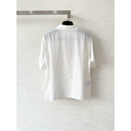 MIU MIU Short Sleeved Shirt with Collar - White MIU MIU Short Sleeved Shirt with Collar - White