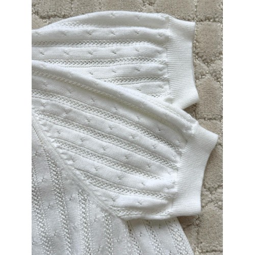 MIU MIU Women Hollow Knit Short Sleeves - White MIU MIU Women Hollow Knit Short Sleeves - White
