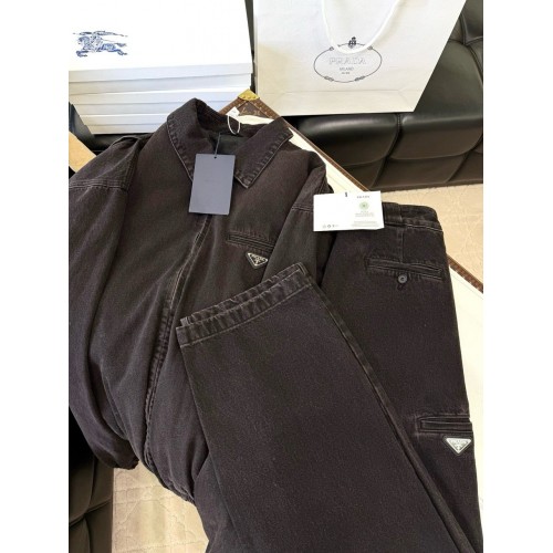 PRADA 2024FW Denim Triangle Logo Jeans