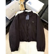 PRADA 2024FW Denim Triangle Logo Quilted Jacket