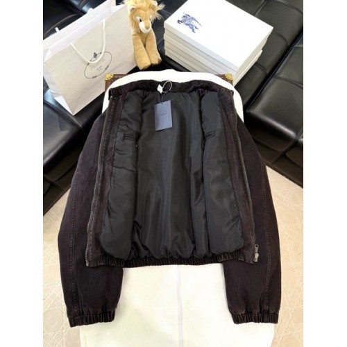 PRADA 2024FW Denim Triangle Logo Quilted Jacket PRADA 2024FW Denim Triangle Logo Quilted Jacket