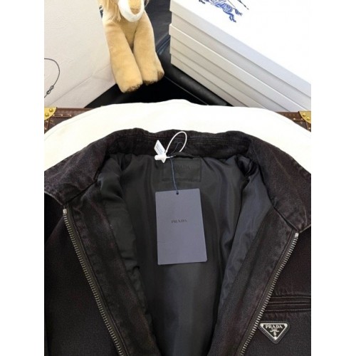 PRADA 2024FW Denim Triangle Logo Quilted Jacket PRADA 2024FW Denim Triangle Logo Quilted Jacket