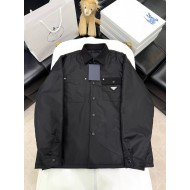 PRADA 2024FW Triangle Logo Puffer Jacket - Black