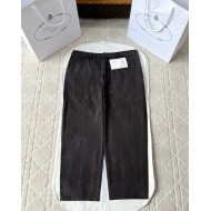 PRADA 25SS Triangle Leather Trousers - Black