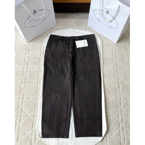 PRADA 25SS Triangle Leather Trousers - Black