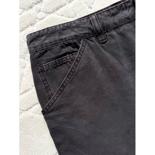 PRADA 25SS Triangle Leather Trousers - Black