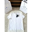 PRADA Jersey T-Shirt with Embroidered Triangle - White PRADA Jersey T-Shirt with Embroidered Triangle - White
