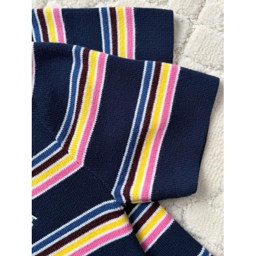 PRADA New Striped Contrast Polo Short Sleeves PRADA New Striped Contrast Polo Short Sleeves