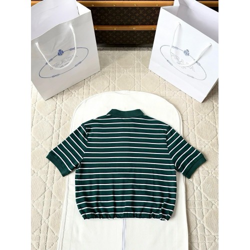 PRADA Striped Polo Shirt - Green and White