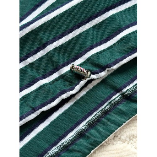 PRADA Striped Polo Shirt - Green and White PRADA Striped Polo Shirt - Green and White