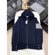 THOM BROWNE Classic Four Bar Rose Knit Cardigan - Black
