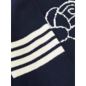 THOM BROWNE Classic Four Bar Rose Knit Cardigan - Black THOM BROWNE Classic Four Bar Rose Knit Cardigan - Black