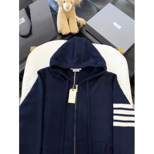 THOM BROWNE Classic Four Bar Rose Knit Cardigan - Black THOM BROWNE Classic Four Bar Rose Knit Cardigan - Black