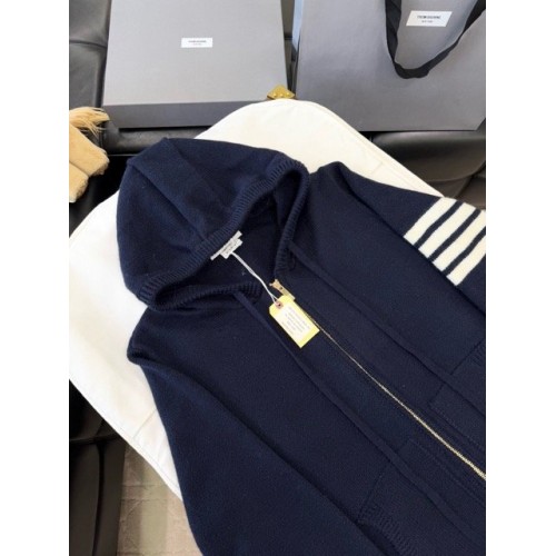 THOM BROWNE Classic Four Bar Rose Knit Cardigan - Black THOM BROWNE Classic Four Bar Rose Knit Cardigan - Black