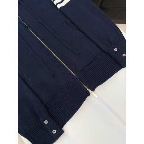 THOM BROWNE Classic Four Bar Rose Knit Cardigan - Black THOM BROWNE Classic Four Bar Rose Knit Cardigan - Black