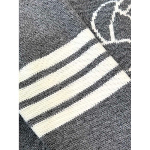 THOM BROWNE Classic Four Bar Rose Knit Cardigan - Grey THOM BROWNE Classic Four Bar Rose Knit Cardigan - Grey