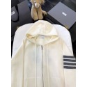 THOM BROWNE Classic Four Bar Rose Knit Cardigan - White THOM BROWNE Classic Four Bar Rose Knit Cardigan - White