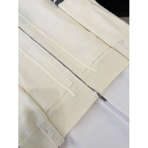 THOM BROWNE Classic Four Bar Rose Knit Cardigan - White THOM BROWNE Classic Four Bar Rose Knit Cardigan - White