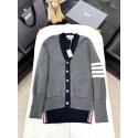 THOM BROWNE Colorblock 4-Bar Stripe Cardigan Sweater - Grey THOM BROWNE Colorblock 4-Bar Stripe Cardigan Sweater - Grey