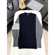 THOM BROWNE Colorblock 4-Bar Stripe Cardigan Sweater - Grey