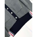 THOM BROWNE Colorblock 4-Bar Stripe Cardigan Sweater - Grey THOM BROWNE Colorblock 4-Bar Stripe Cardigan Sweater - Grey
