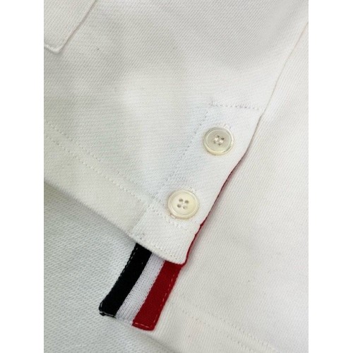 THOM BROWNE Pocket Blue Stripe Crewneck Sweatshirt - White THOM BROWNE Pocket Blue Stripe Crewneck Sweatshirt - White